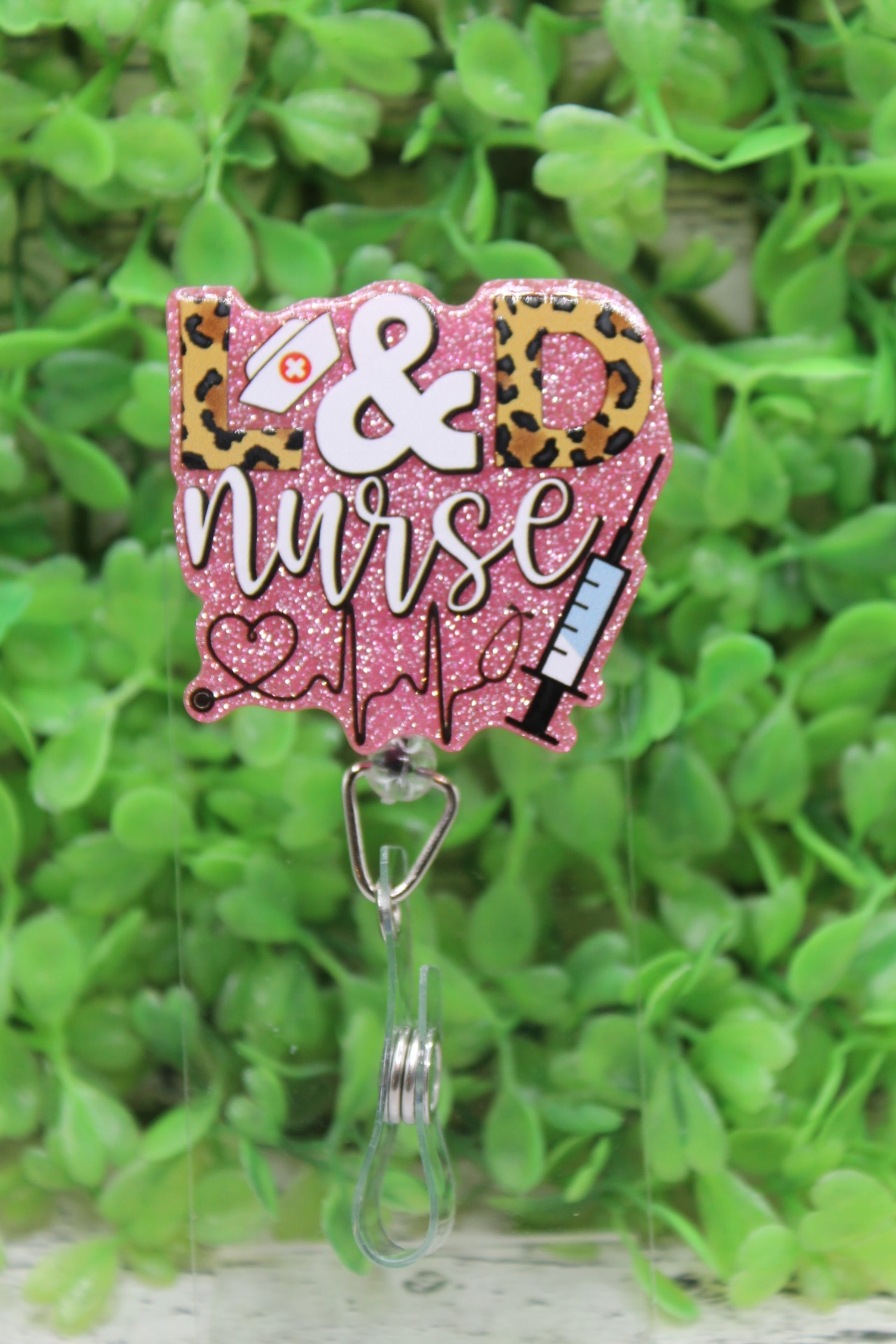 L&D Nurse Pink Glitter Badge Reel