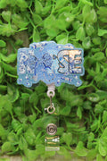 Blue Floral Nurse Badge Reel